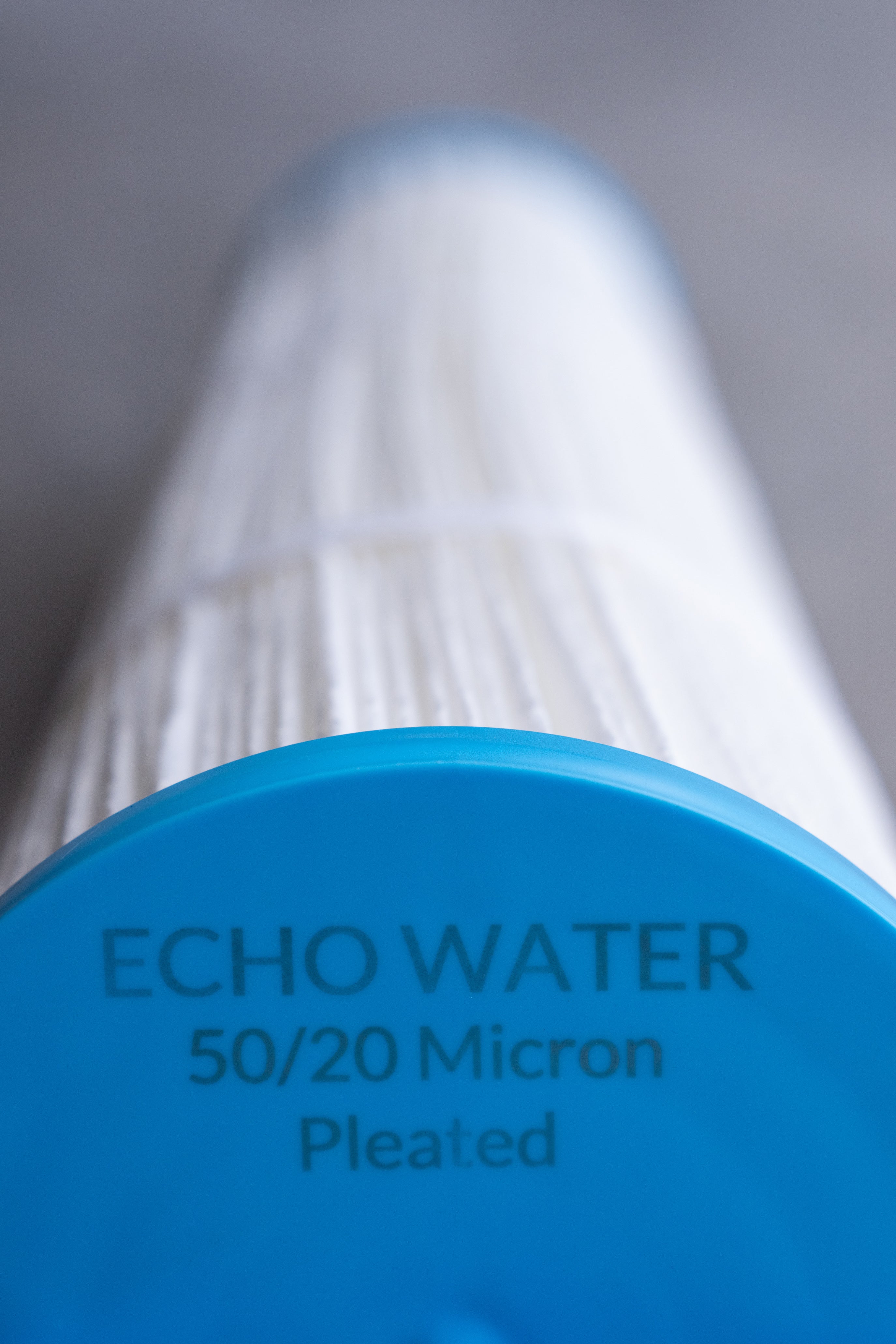 Pleated 50/20 micron water filter cartridge with blue cap for hydrogen water systems
