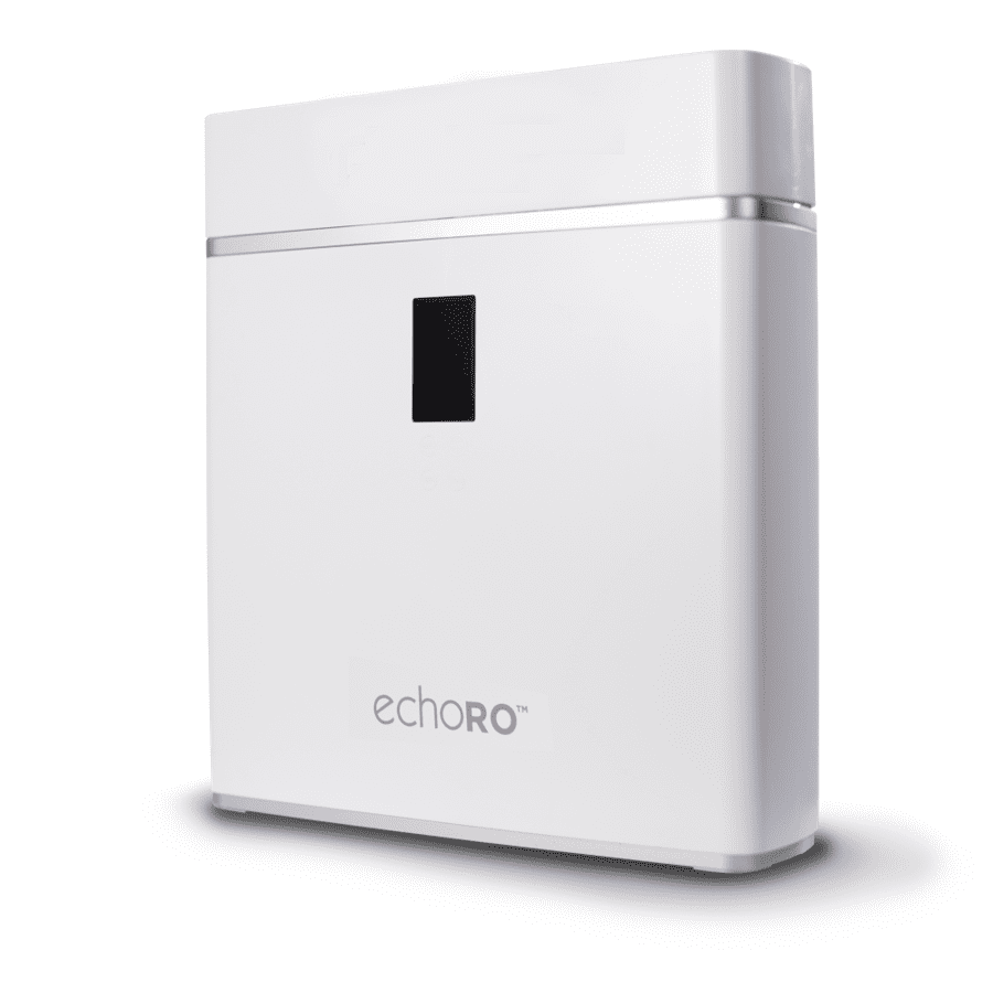 Tankless reverse osmosis water filter system with modern white design and digital display