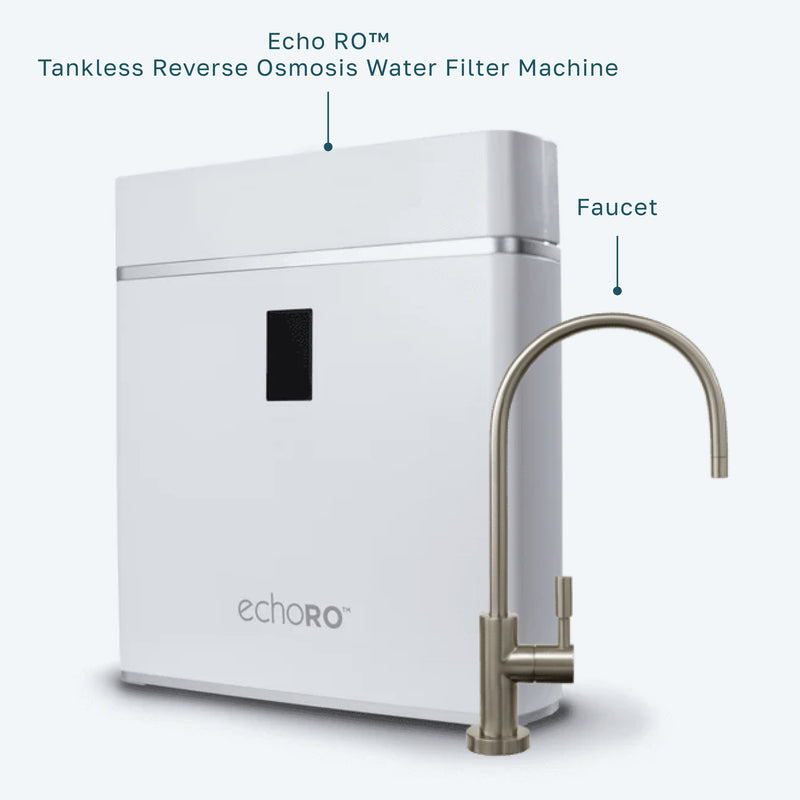 ECHO RO tankless reverse osmosis water filter with stainless steel faucet