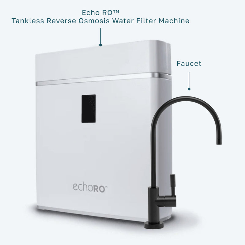 ECHO RO tankless reverse osmosis water filter with matte black faucet