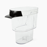 Transparent plastic hydrogen water pitcher container with black lid on white background