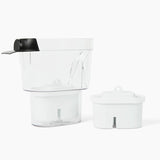 Hydrogen water filter pitcher with removable filter cartridge on white background