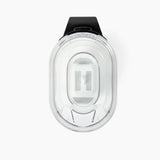 Top view of a transparent hydrogen water generator lid with sleek black handle